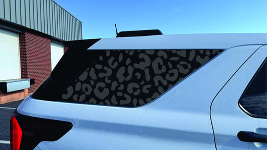 2020–2025 Ford Explorer Quarter Window Decal Cheetah Leopard – Matte Black Vinyl