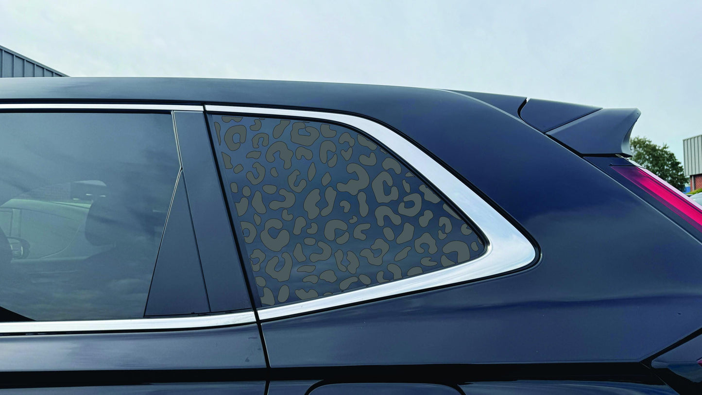 2023–2025 Honda CR V Quarter Window Decal - Cheetah Leopard – Matte Black Vinyl Sticker