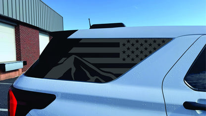 2020-2025 Ford Explorer Quarter Window Decal Sticker - Mountain American Flag