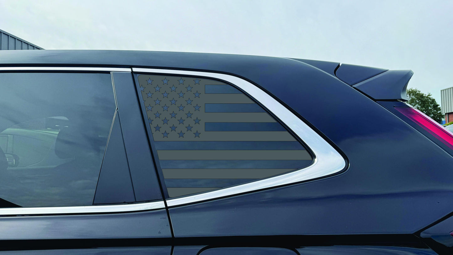 2023–2025 Honda CR V Quarter Window Decal -  American Flag – Matte Black Vinyl Sticker
