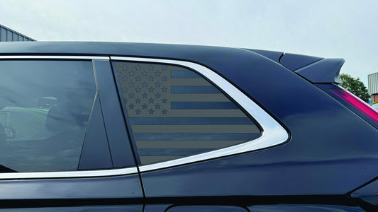 2023–2025 Honda CR V Quarter Window Decal -  American Flag – Matte Black Vinyl Sticker