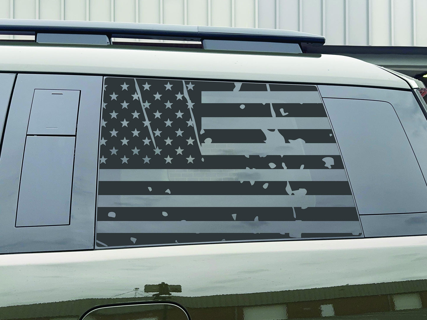 2024-2025 Hyundai Santa Fe Quarter Window Decal Sticker - Distressed American Flag