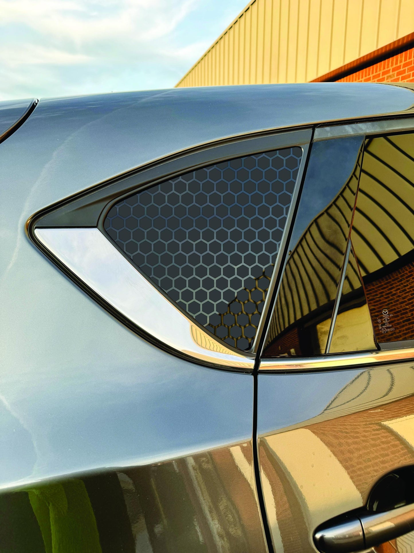 Mazda CX-5 Quarter Window Decal Sticker - 2017-2025 - Hexagon Honeycomb Pattern - Matte Black