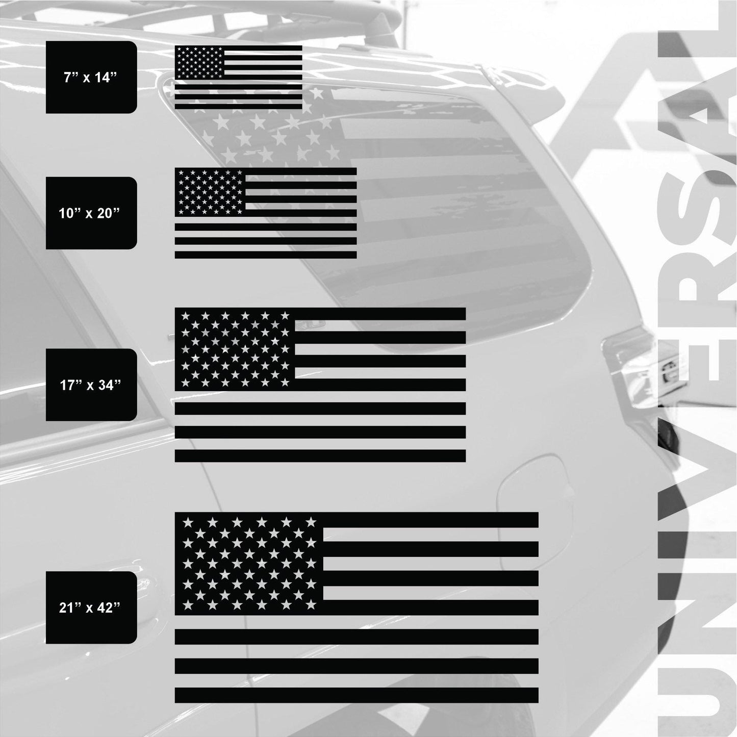Matte Black American Flag Decal for Car, SUV, Truck