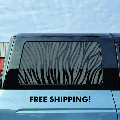 2021–2026 Ford Bronco 4-Door Quarter Window Decal Zebra Stripe Pattern – Matte Black Vinyl