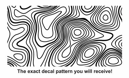 Topography Map Decal - Matte Black Vinyl - Topographical Design - Single Sticker