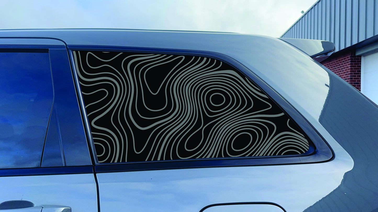 2011-2020 Jeep Grand Cherokee Quarter Window Decal Sticker - Topography Map - Matte Black