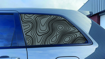 2011-2020 Jeep Grand Cherokee Quarter Window Decal - Topography Map - Matte Black Vinyl Sticker
