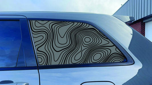 2011-2020 Jeep Grand Cherokee Quarter Window Decal - Topography Map - Matte Black Vinyl Sticker