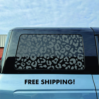 2021–2026 Ford Bronco 4-Door Quarter Window Decal Cheetah Leopard – Matte Black Vinyl
