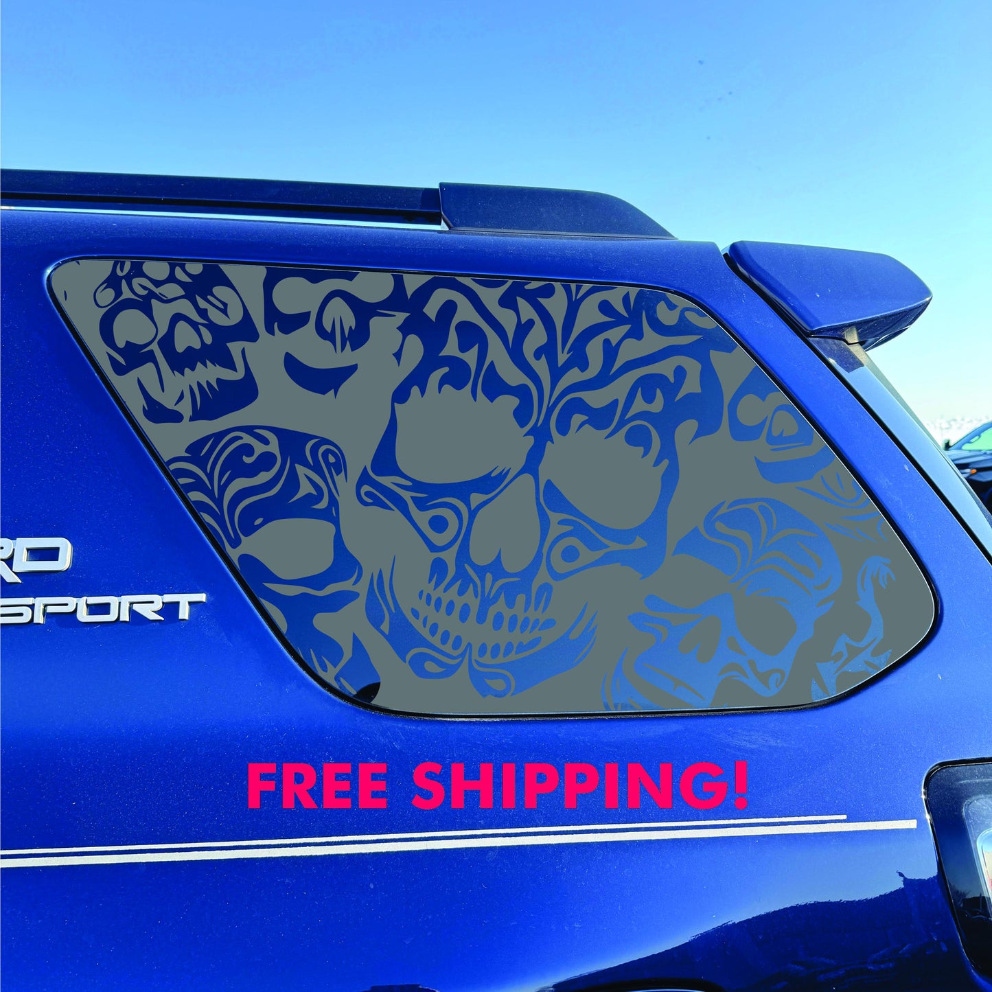 Toyota 4Runner Window Decal - 2014-2024 - Matte Black Sticker - Skulls Design