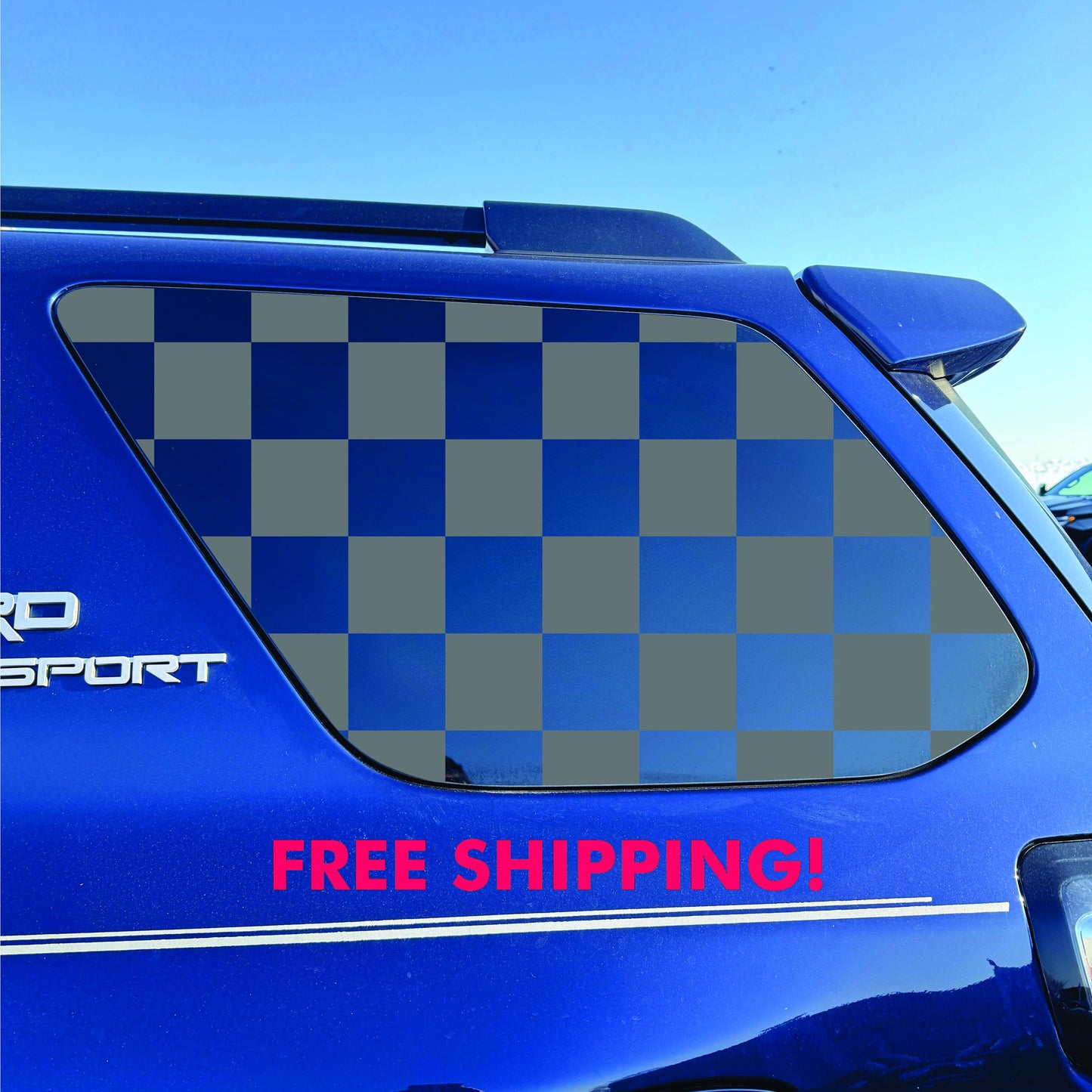 Toyota 4Runner Window Decal - 2014-2024 - Matte Black Sticker - Checkerboard Design
