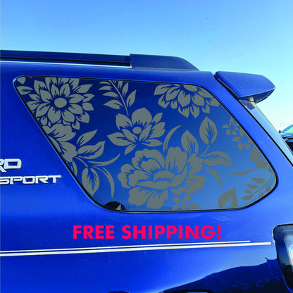 Toyota 4Runner Window Decal - 2014-2024 - Matte Black Sticker - Floral Flower Design