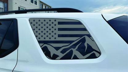 2023-2026 Honda Pilot Quarter Window Decal Sticker - Mountain Flag - America!