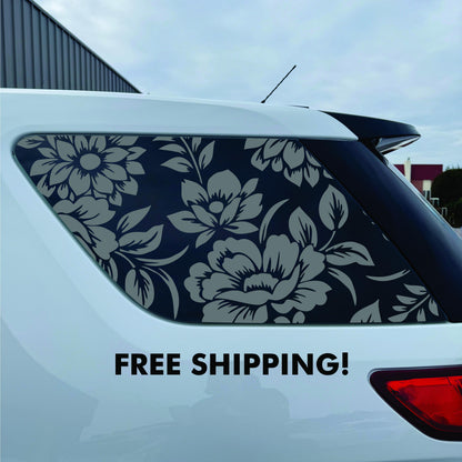 Ford Explorer Window Decal - 2011-2019 - Matte Black Sticker - Flower Floral Pattern