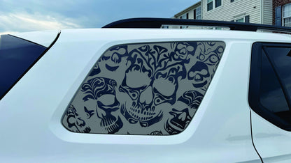 2023–2026 Honda Pilot Quarter Window Decal - Skull Design – Matte Black Vinyl Sticker