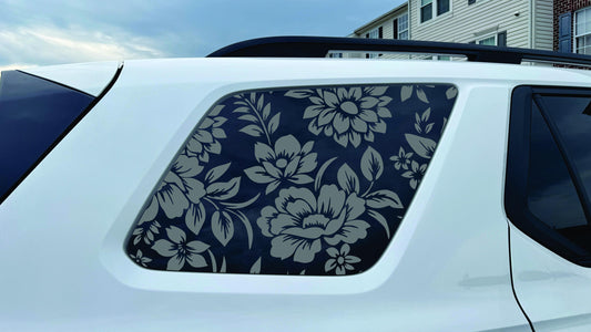 2023–2026 Honda Pilot Quarter Window Decal - Flower Design – Matte Black Vinyl Sticker