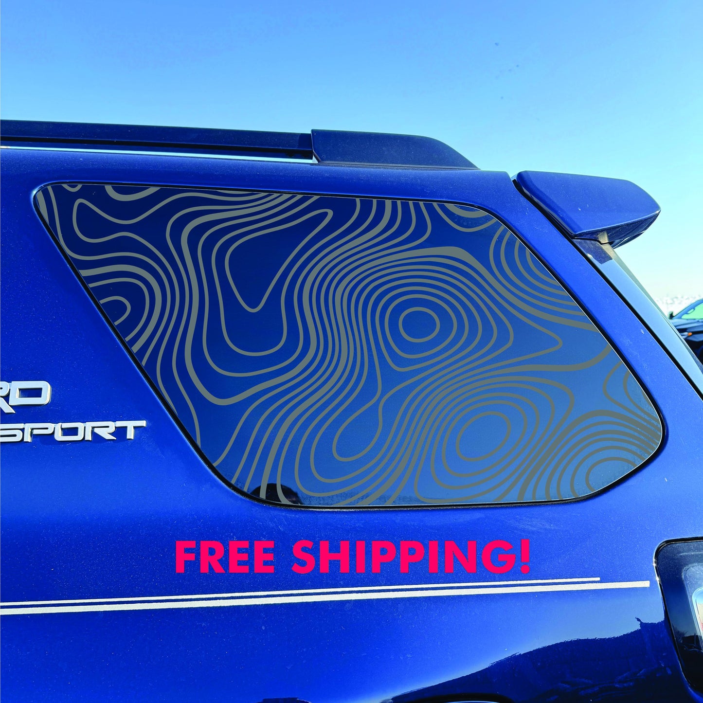 Toyota 4Runner Window Decal - 2014-2024 - Matte Black Sticker - Topographic Map