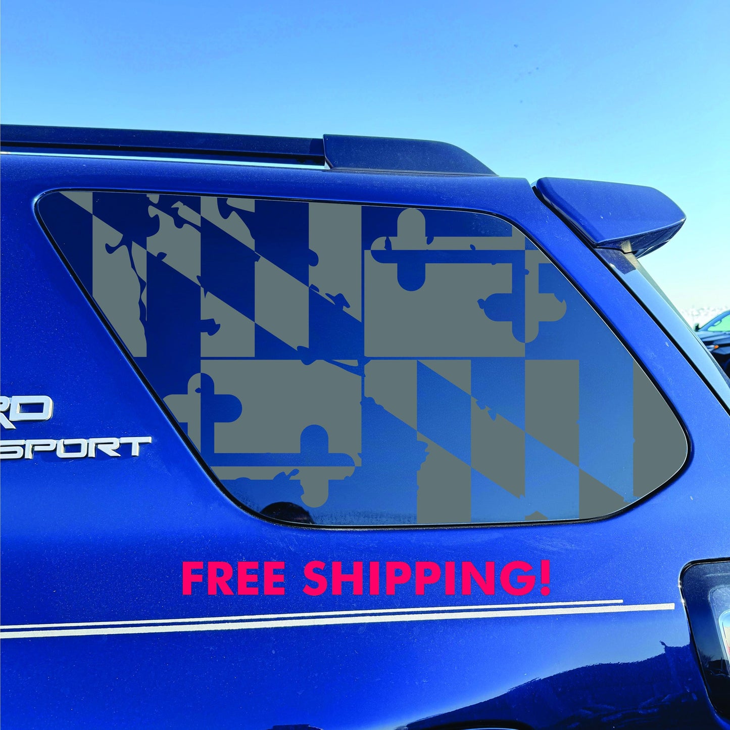 Toyota 4Runner Window Decal - 2014-2024 - Matte Black Sticker - Distressed Maryland Flag