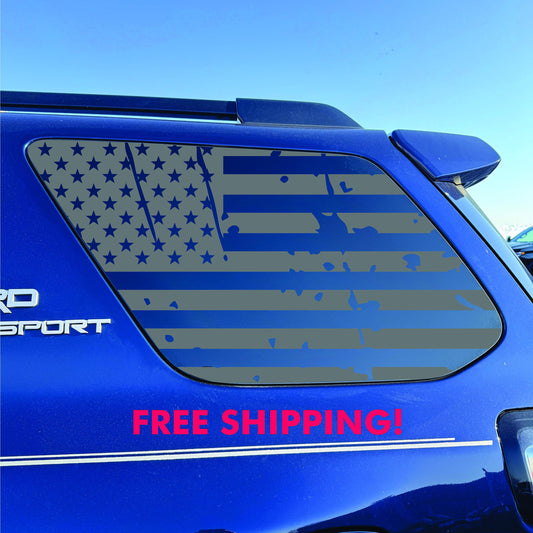 Toyota 4Runner Window Decal - 2014-2024 - Matte Black Sticker - Distressed US Flag