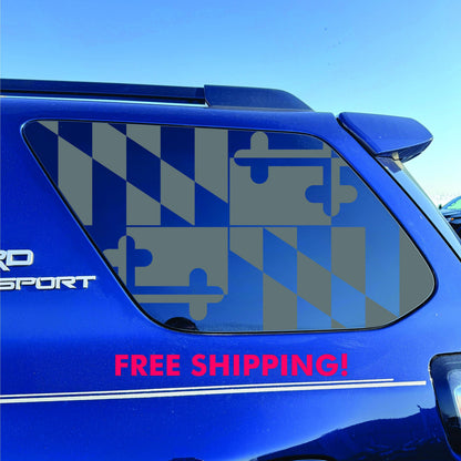 Toyota 4Runner Window Decal - 2014-2024 - Matte Black Sticker - Maryland Flag
