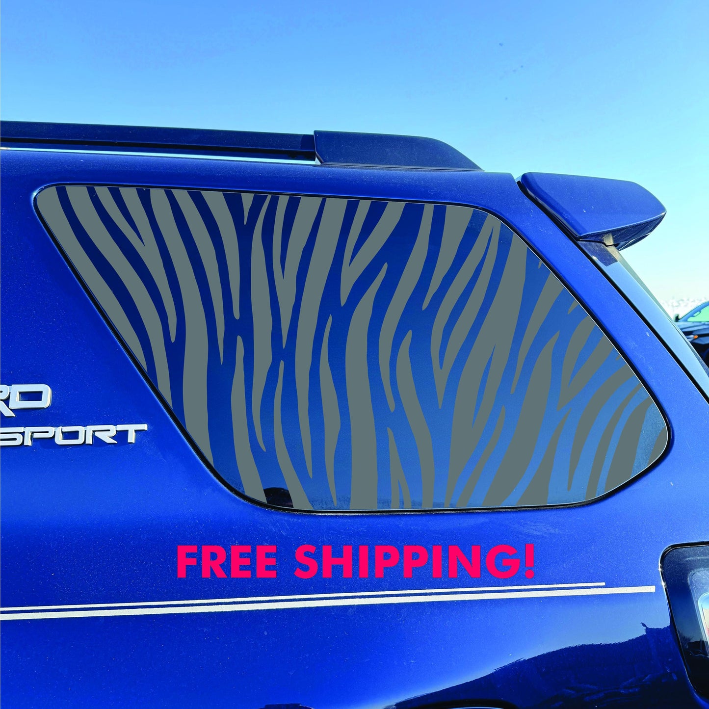 Toyota 4Runner Window Decal - 2014-2024 - Matte Black Sticker - Zebra Stripes