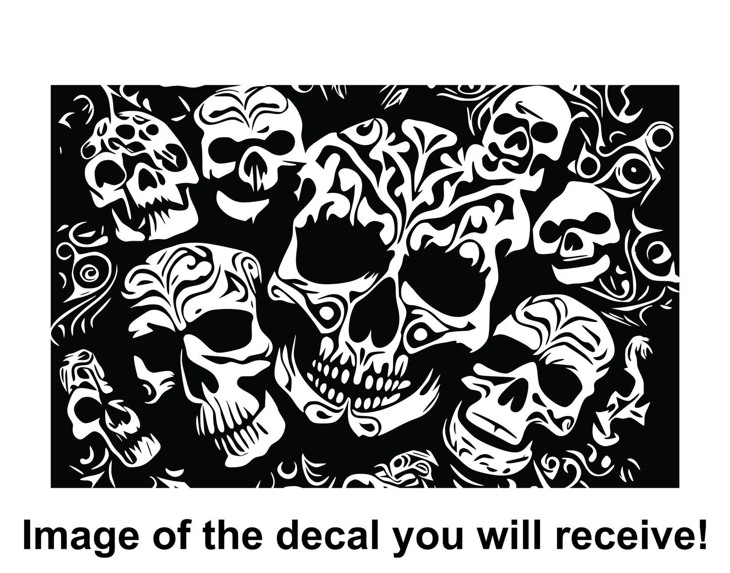 Skull Design Decal - Matte Black Vinyl - - Single Sticker Decal