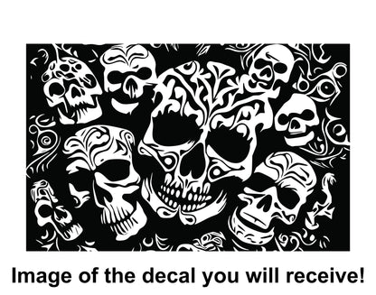 Skull Design Decal - Matte Black Vinyl - - Single Sticker Decal