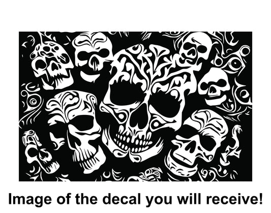 Skull Design Decal - Matte Black Vinyl - - Single Sticker Decal