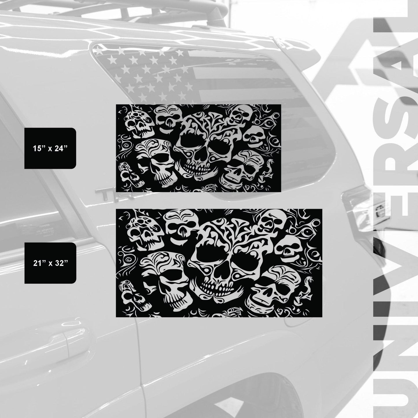 Skull Design Decal - Matte Black Vinyl - - Single Sticker Decal
