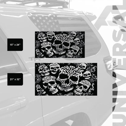 Skull Design Decal - Matte Black Vinyl - - Single Sticker Decal
