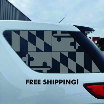 Ford Explorer Window Decal - 2011-2019 - Matte Black Sticker - Maryland Flag
