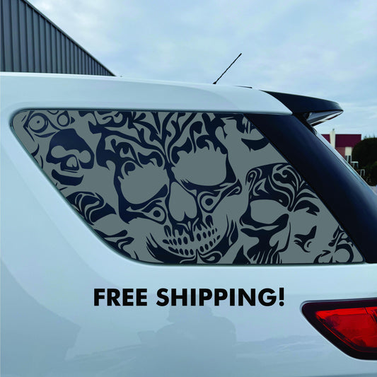 Ford Explorer Window Decal - 2011-2019 - Matte Black Sticker - Skull Pattern