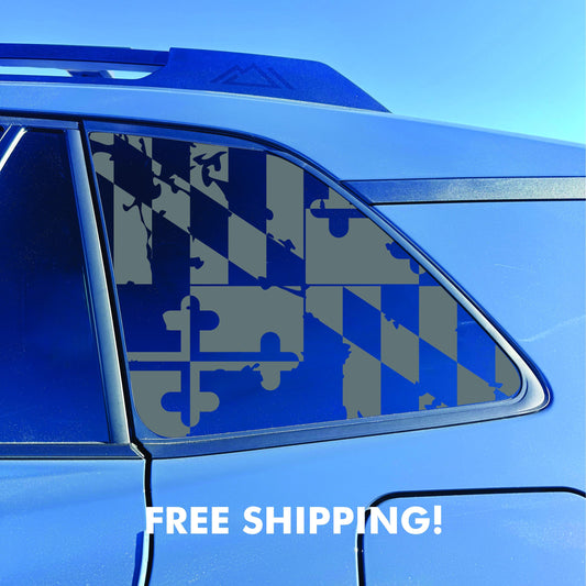2026 Toyota RAV4 Window Decal  - Matte Black Sticker - Distressed Maryland Flag