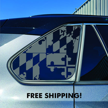 2019-2025 Toyota RAV4 Window Decal  - Matte Black Sticker - Distressed MD Flag
