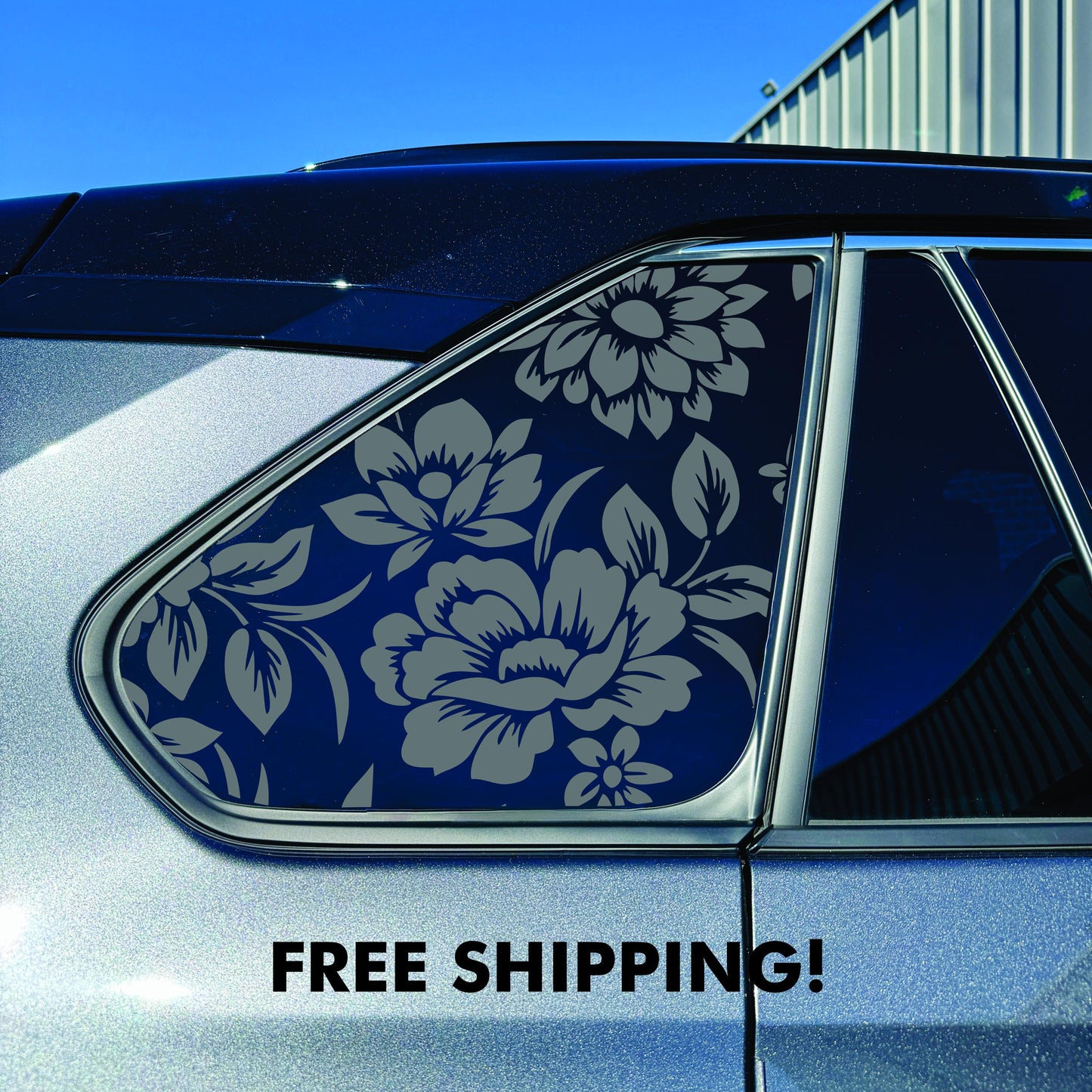 2019-2025 Toyota RAV4 Window Decal  - Matte Black Sticker - Flower Floral Pattern