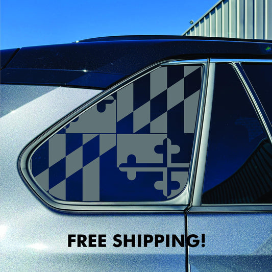 2019-2025 Toyota RAV4 Window Decal  - Matte Black Sticker - Maryland Flag