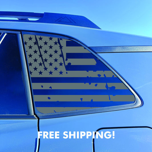 2026 Toyota RAV4 Window Decal  - Matte Black Sticker - Distressed USA Flag
