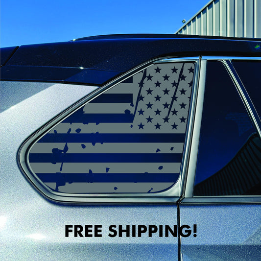 2019-2025 Toyota RAV4 Window Decal  - Matte Black Sticker - Distressed US Flag