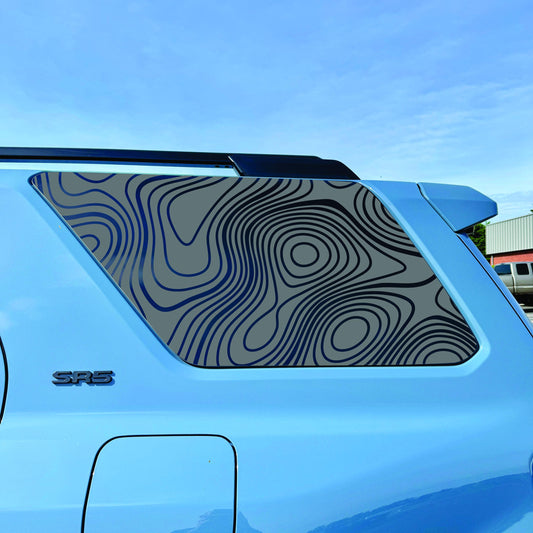 2025-2026 Toyota 4Runner - Window Decal - Matte Black Sticker - Topography Map Reverse