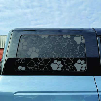2021–2026 Ford Bronco 4-Door Quarter Window Decal – Matte Black Vinyl - Paw Print Pattern