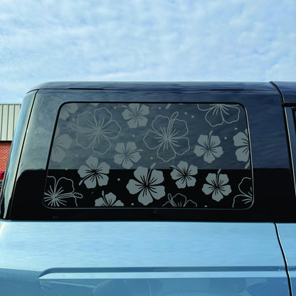 2021–2026 Ford Bronco 4-Door Quarter Window Decal – Matte Black Vinyl - Hibiscus Flower Pattern