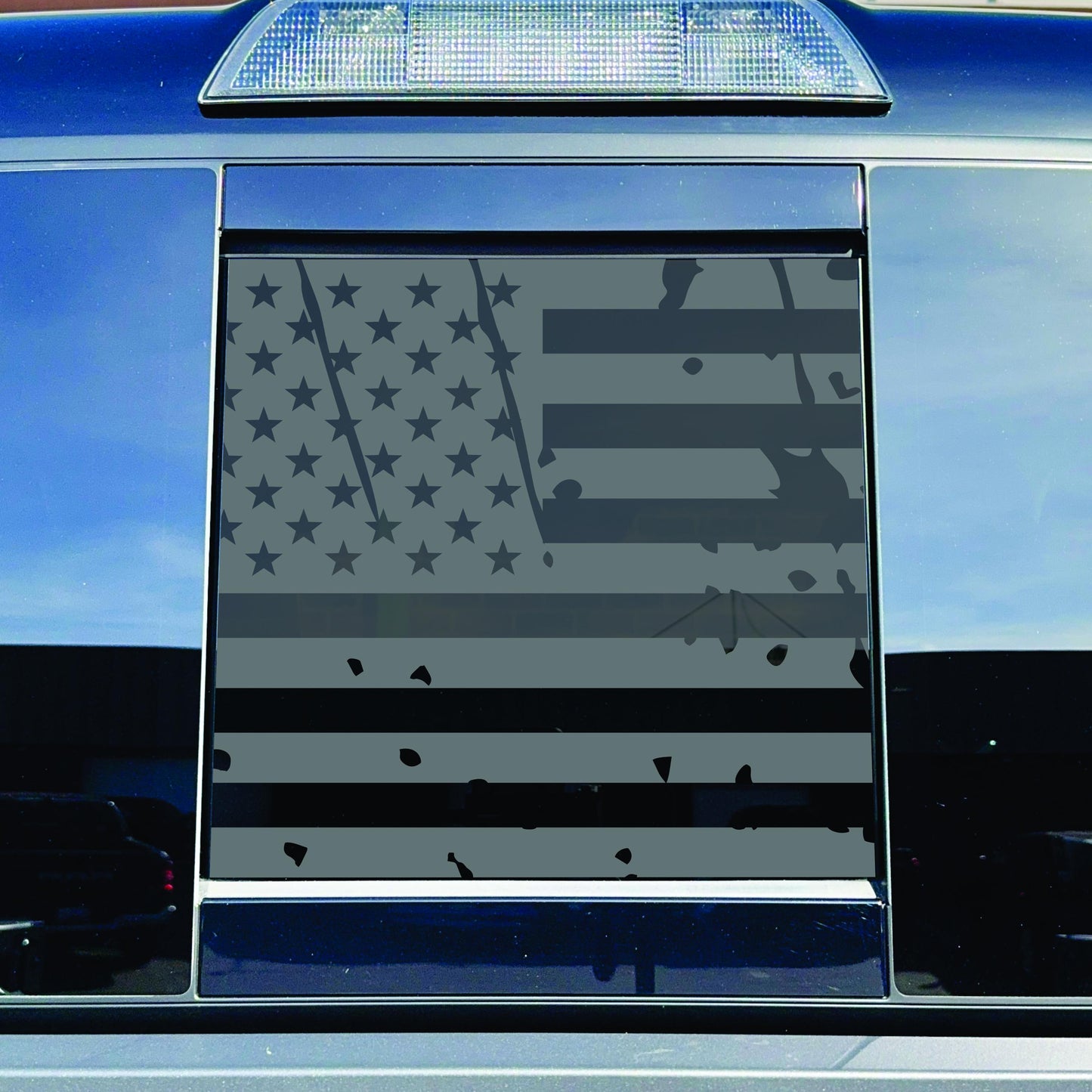 2016-2023 Toyota Tacoma Accessory - Window Decal - Matte Black Sticker - Distressed USA Flag