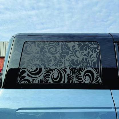 2021–2026 Ford Bronco 4-Door Quarter Window Decal – Matte Black Vinyl - Damask Pattern