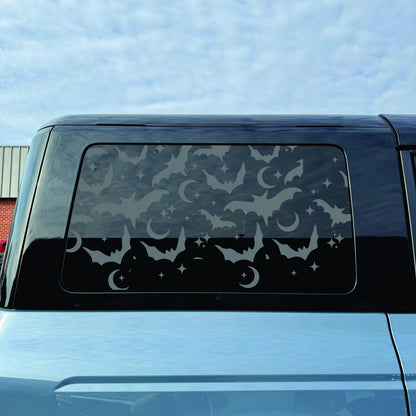 2021–2026 Ford Bronco 4-Door Quarter Window Decal – Matte Black Vinyl - Spooky Bats