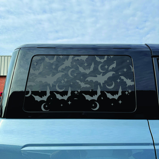 2021–2026 Ford Bronco 4-Door Quarter Window Decal – Matte Black Vinyl - Spooky Bats