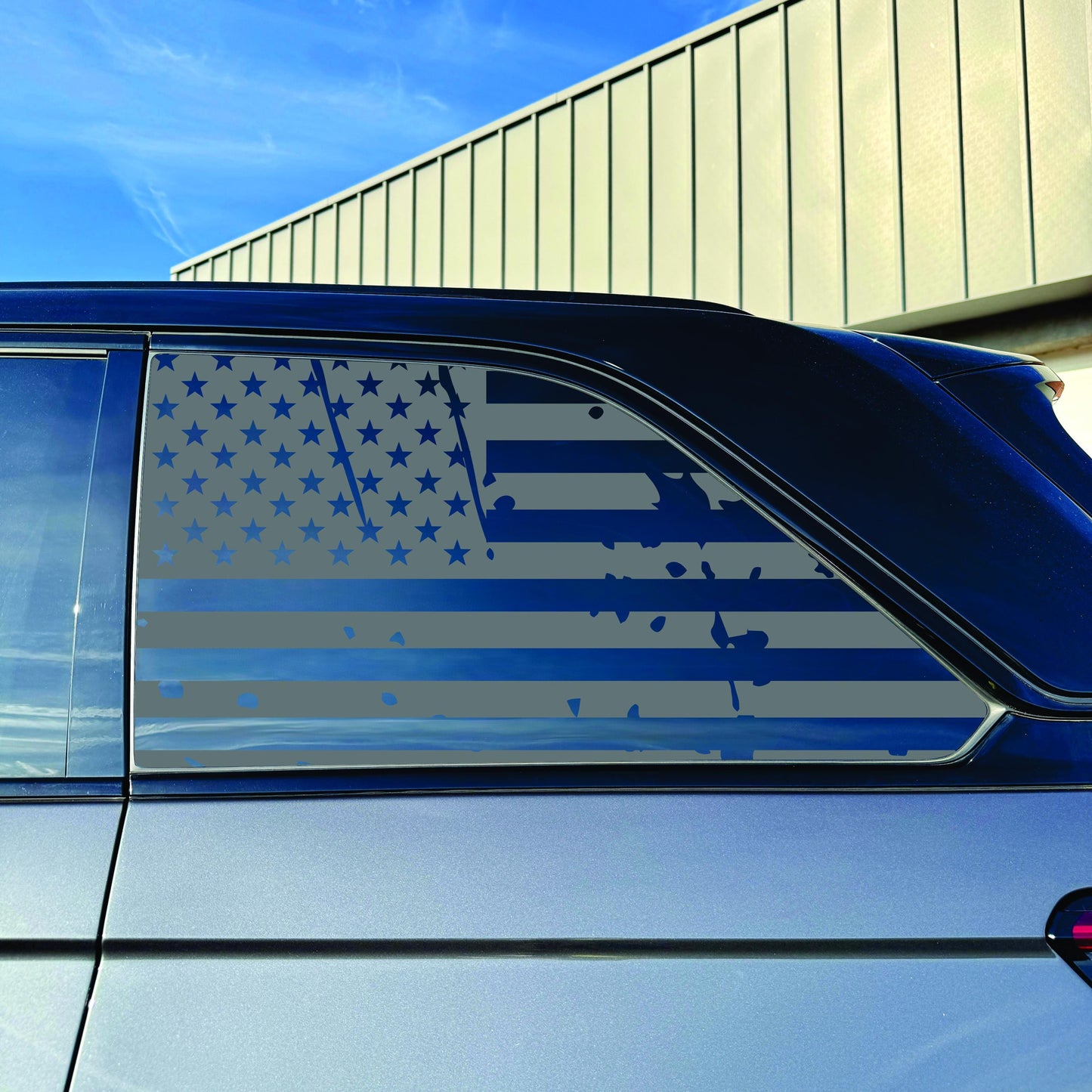 2022-2026 Jeep Grand Cherokee - Window Decal - Matte Black Sticker - Distressed US Flag