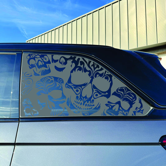2022-2026 Jeep Grand Cherokee - Window Decal - Matte Black Sticker - Skull Pattern