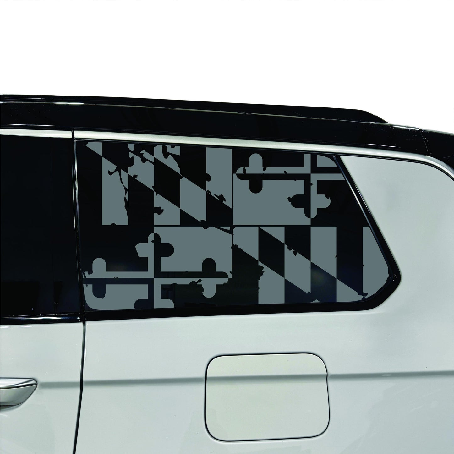 2022-2026 Jeep Grand Cherokee L - Third Row - Window Decal - Matte Black Sticker - Distressed MD Flag
