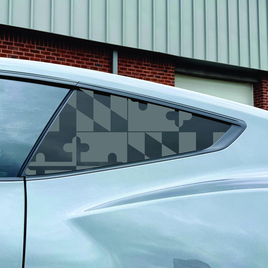 2024-2026 Ford Mustang Accessory - Window Decal - Matte Black Sticker - Maryland Flag